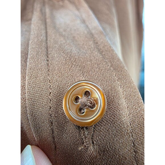 Quince Washable Stretch Silk Midi Shirt Dress Copper Brown M FLAWS - Picture 7 of 7